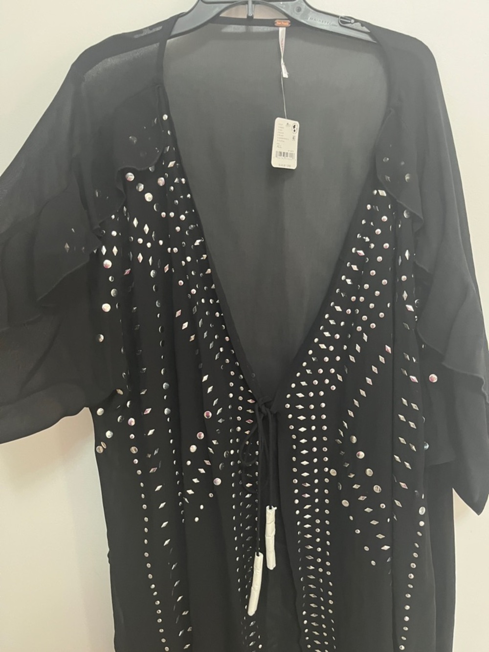 1281. FREE PEOPLE So Billie Studded Duster in Black One Size NWOT $148 - Picture 5 of 6